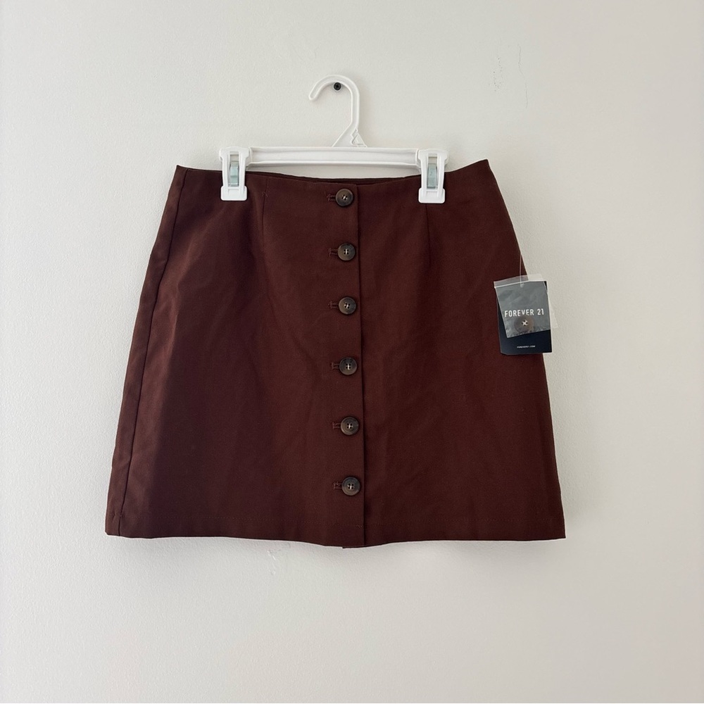 Forever 21 brown button up mini skirt